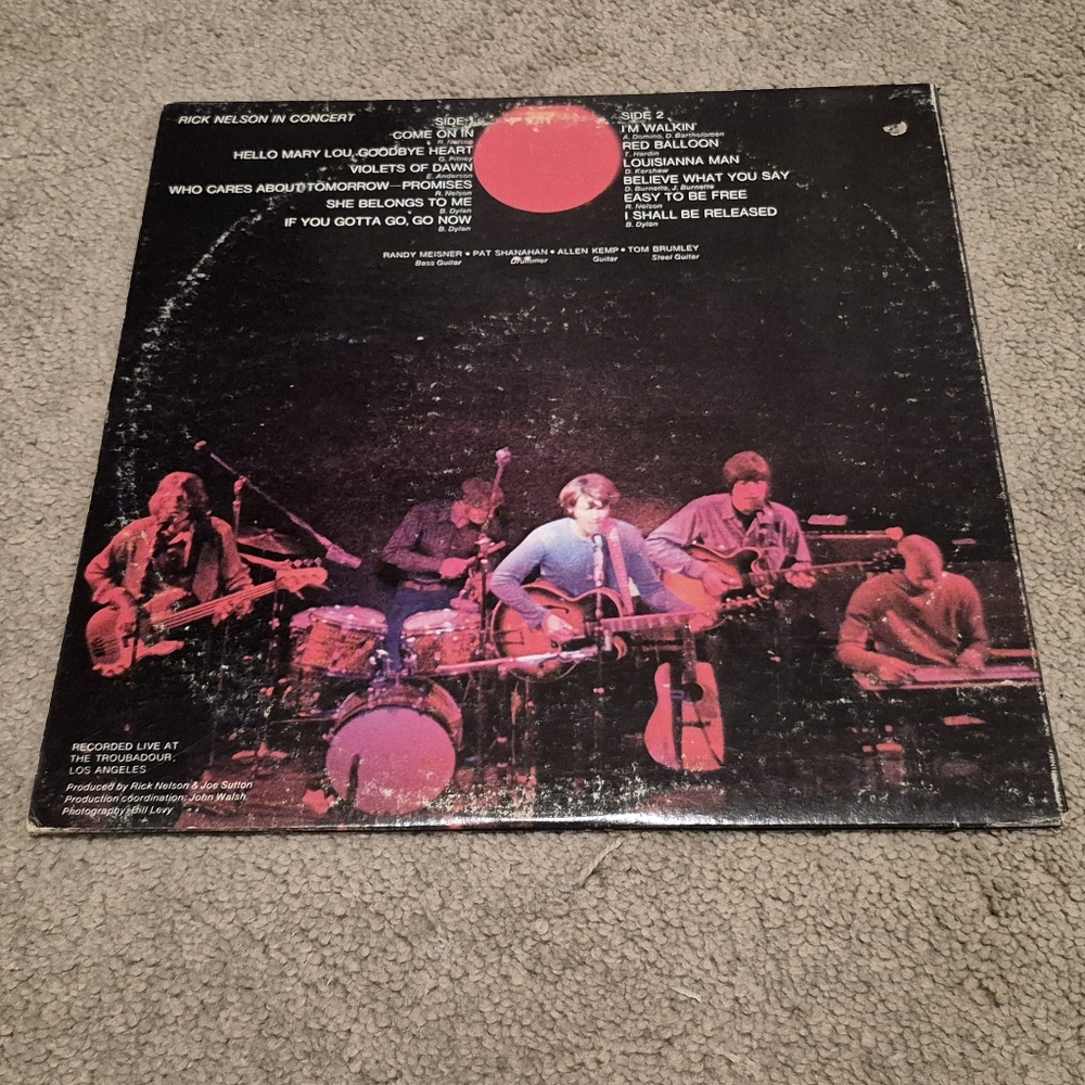 Rick Nelson In Concert Vinyl Record - Picture 2 of 8